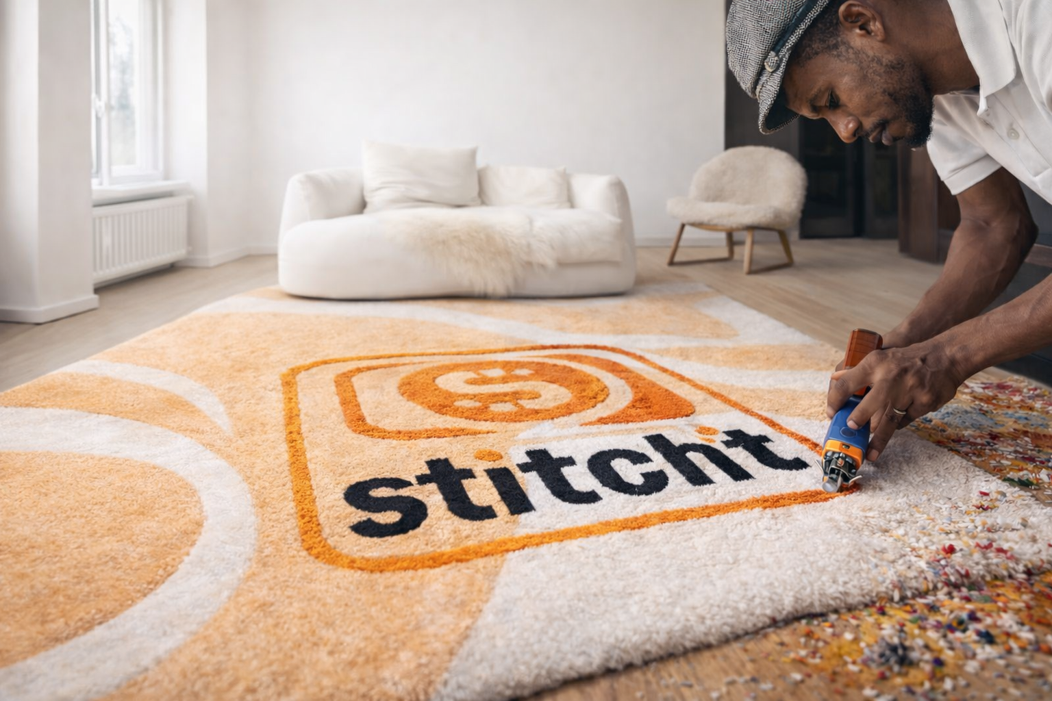 Elegant tufted rug in modern interior